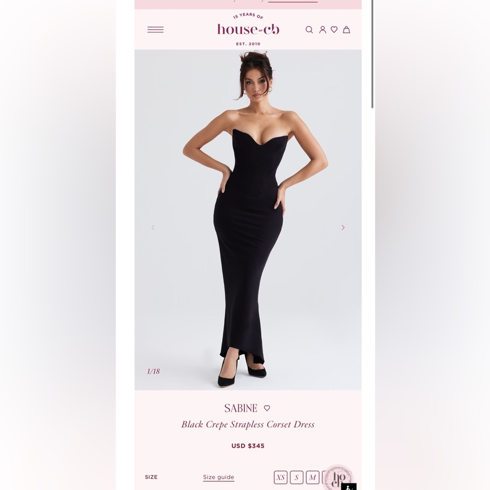 House of CB Black Strapless Gown
